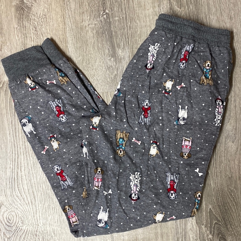 Dog fleece PJ pants w pocket and drawstring w elastic - Picture 2 of 3